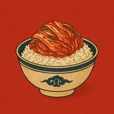 Миска риса и плошка кимчи